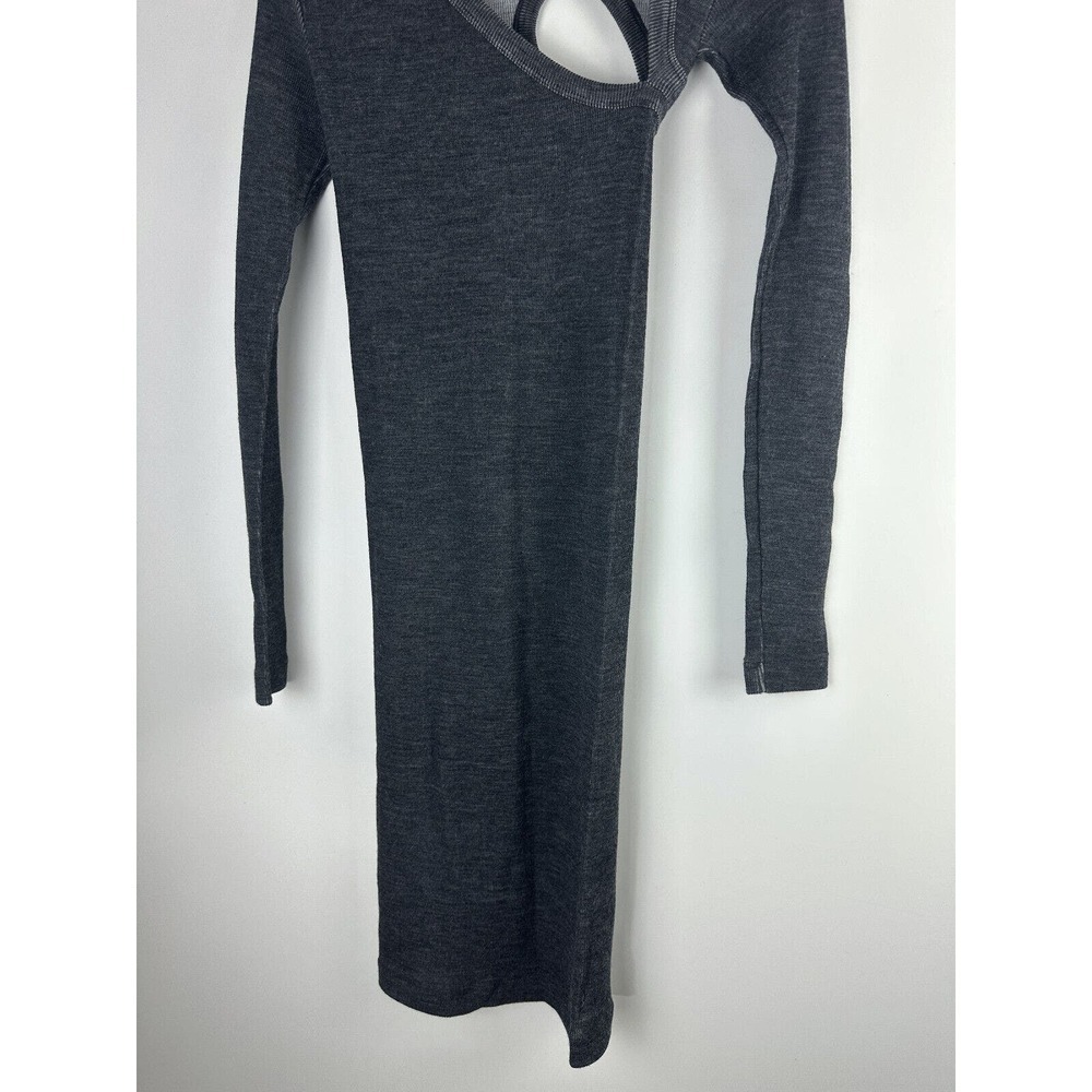 John Elliott Tubular Merino Asymmetric Dress Charcoal Gray Cutout XS Small - Picture 14 of 16